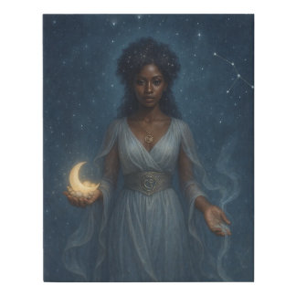 Cancer Black Goddess | Mystical Zodiac | Nurturer Faux Canvas Print