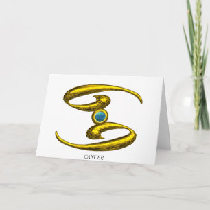 CANCER Blue Opal & Gold Zodiac Birthday Card