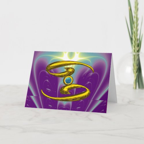 CANCER Blue Opal  Gold  Zodiac Birthday Card