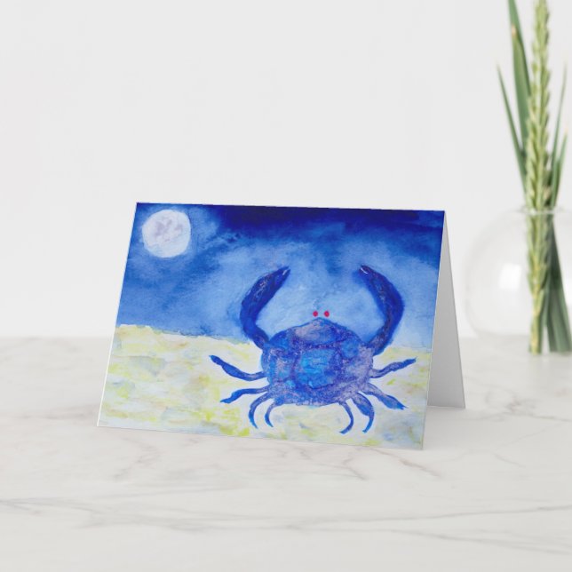 Cancer Blue Zodiac Symbol Birthday Card (Front)