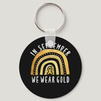 Cancer Boho Rainbow In September We Wear Gold Keychain