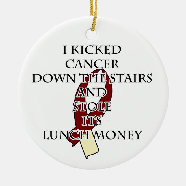 Cancer Bully (Burgandy & Cream) Ceramic Ornament (Front)