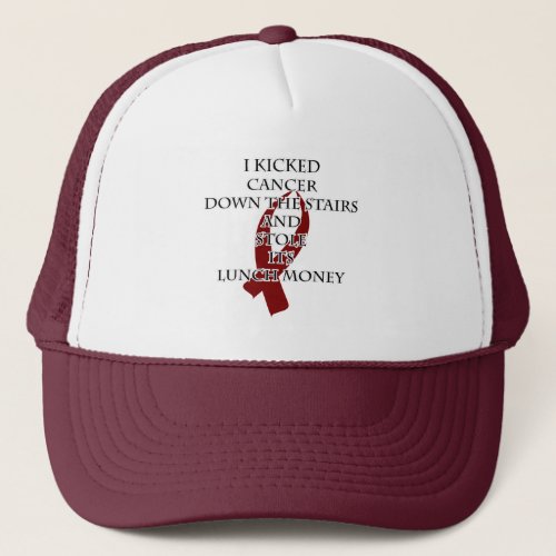 Cancer Bully Burgundy Ribbon Trucker Hat