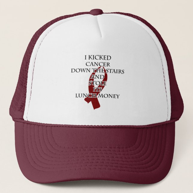 Cancer Bully (Burgundy Ribbon) Trucker Hat (Front)