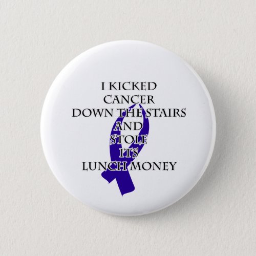 Cancer Bully Dark Blue Ribbon Pinback Button