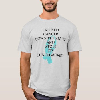 Cancer Bully (light Blue Ribbon) T-shirt by BlakCircleGirl at Zazzle