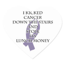 Cancer Bully (Light Purple Ribbon) Heart Sticker