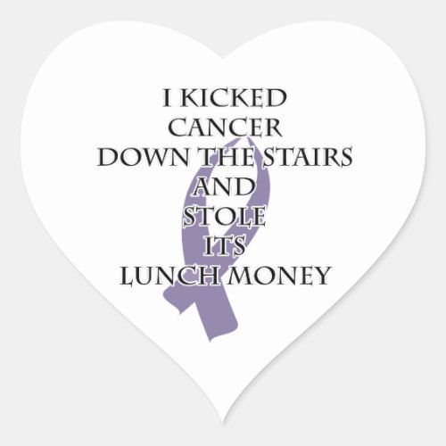 Cancer Bully Light Purple Ribbon Heart Sticker