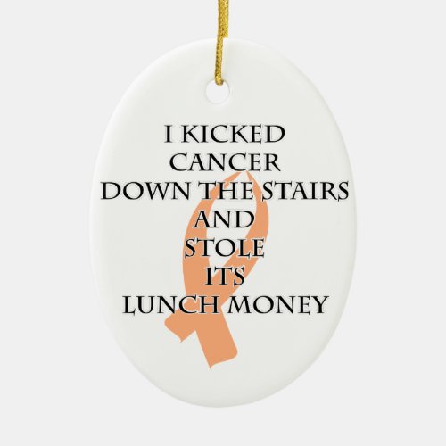 Cancer Bully Peach Ribbon Ceramic Ornament