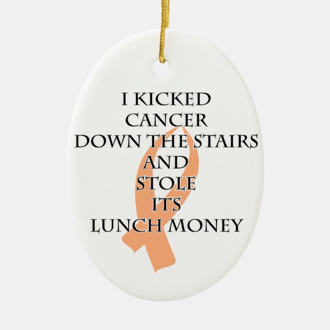 Cancer Bully (Peach Ribbon) Ceramic Ornament (Front)