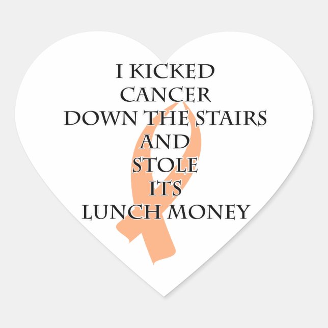 Cancer Bully (Peach Ribbon) Heart Sticker (Front)