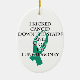 Cancer Bully (Teal Ribbon) Ceramic Ornament