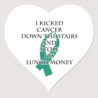 Cancer Bully (Teal Ribbon) Heart Sticker