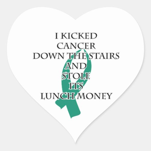 Cancer Bully Teal Ribbon Heart Sticker