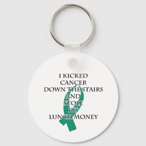 Cancer Bully Teal Ribbon Keychain