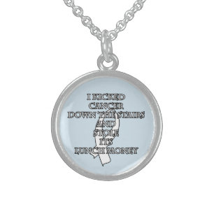 Cancer Bully (White Ribbon) Sterling Silver Necklace