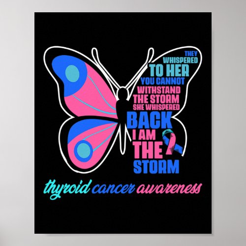 Cancer Butterfly _ Thyroid Survivor Thyroid Cancer Poster