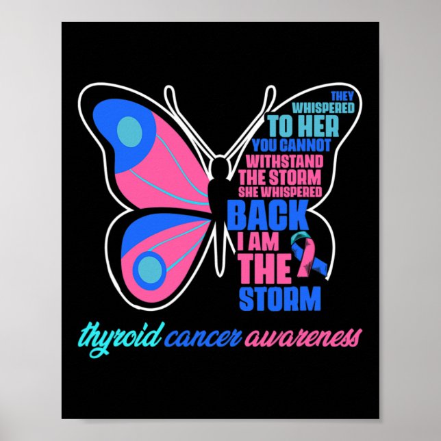 Cancer Butterfly - Thyroid Survivor Thyroid Cancer Poster (Front)