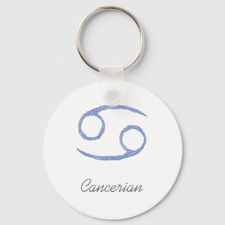 Cancer. Cancerian Zodiac Astrological Sign. Blue Keychain