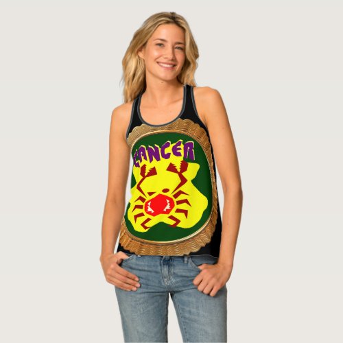 Cancer Cartoon Zodiac Astrology design Horoscope Tank Top