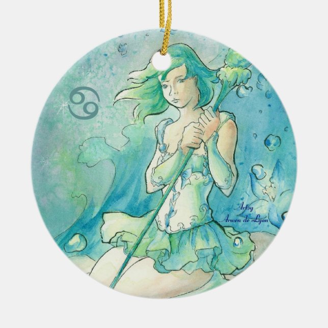 Cancer Ceramic Ornament (Front)