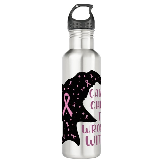 Cancer Chose the Wrong Witch   Stainless Steel Water Bottle (Front)