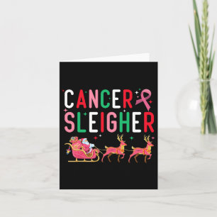 Cancer Christmas Pink Ribbon Santa Sleigh Reindeer Card