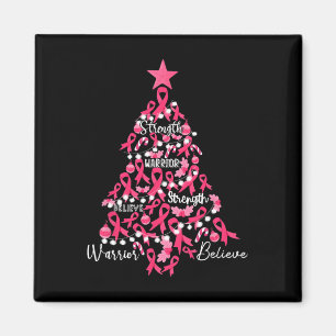 Cancer Christmas Tree Pink Ribbon Fight Awareness  Magnet