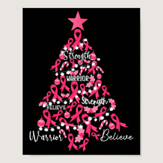 Cancer Christmas Tree Pink Ribbon Fight Awareness  Poster