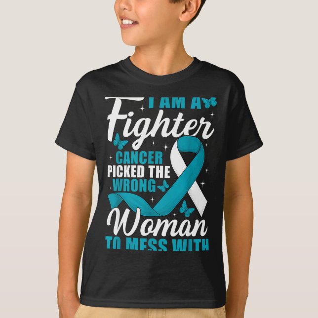 Cancer Cked Wrong Woman Cervical Cancer Awareness  T-Shirt (Front)
