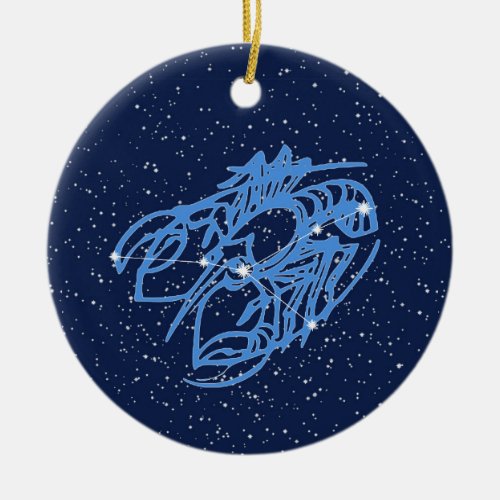 Cancer Constellation and Zodiac Sign with Stars Ce Ceramic Ornament