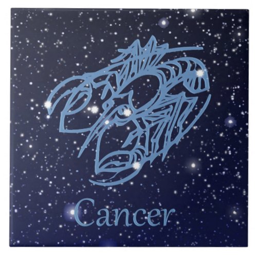 Cancer Constellation and Zodiac Sign with Stars Ceramic Tile