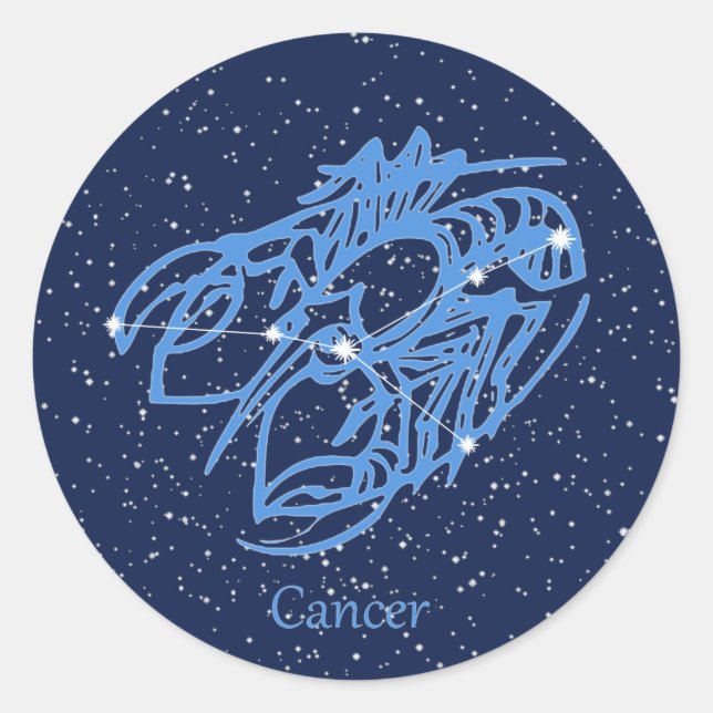 Cancer Constellation and Zodiac Sign with Stars Classic Round Sticker (Front)