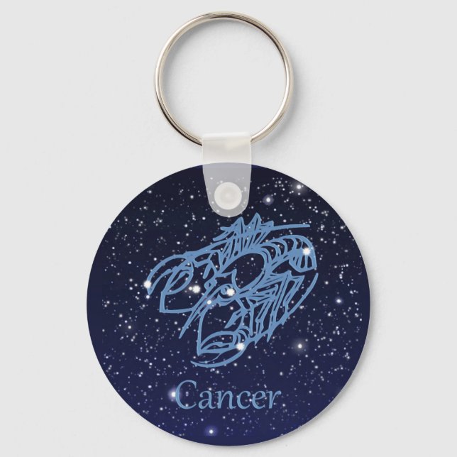 Cancer Constellation and Zodiac Sign with Stars Keychain (Front)