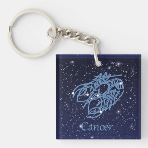 Cancer Constellation and Zodiac Sign with Stars Keychain