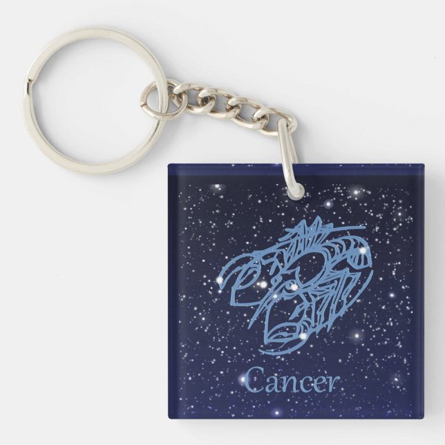 Cancer Constellation and Zodiac Sign with Stars Keychain (Front)