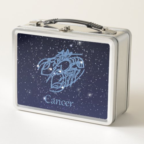 Cancer Constellation and Zodiac Sign with Stars Metal Lunch Box