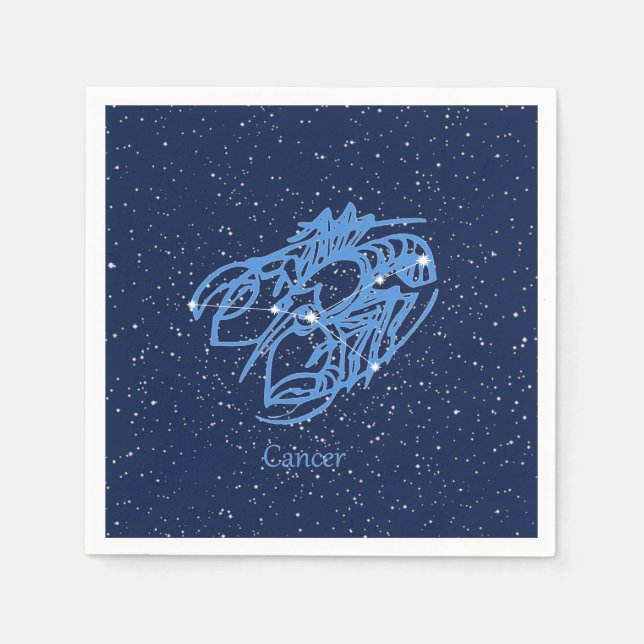 Cancer Constellation and Zodiac Sign with Stars Napkins (Front)