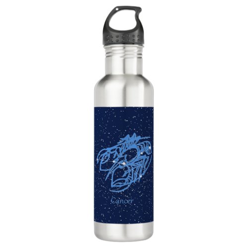 Cancer Constellation and Zodiac Sign with Stars Stainless Steel Water Bottle