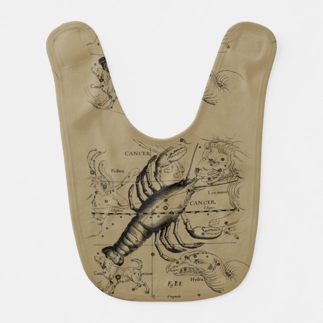 Cancer Constellation by Hevelius circa 1690 Baby Bib (Front)