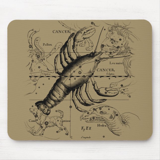 Cancer Constellation Hevelius 1690 Engaving Mouse Pad (Front)