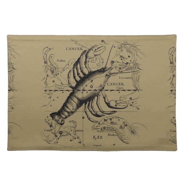 Cancer Constellation Hevelius 1690 Engaving Placemat (Front)