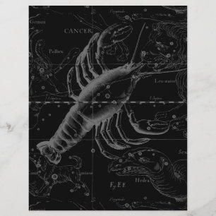 Cancer Constellation Hevelius 1690 on Black