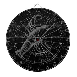 Cancer Constellation Hevelius 1690 on Black Dartboard