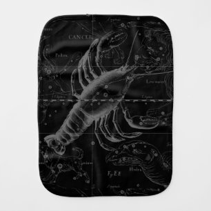 Cancer Constellation Map Black Hevelius circa 1690 Baby Burp Cloth