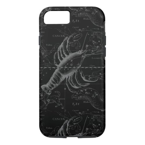 Cancer Constellation Map Black Hevelius circa 1690 iPhone 87 Case