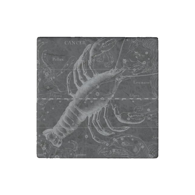 Cancer Constellation Map Black Hevelius circa 1690 Stone Magnet (Front)