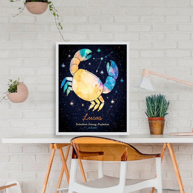 Cancer Constellation Zodiac Watercolor Star Galaxy Poster (Creator Uploaded)