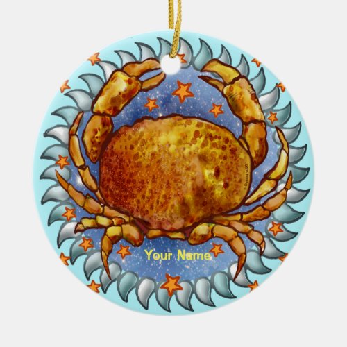Cancer Crab birthday custom name  Ceramic Ornament