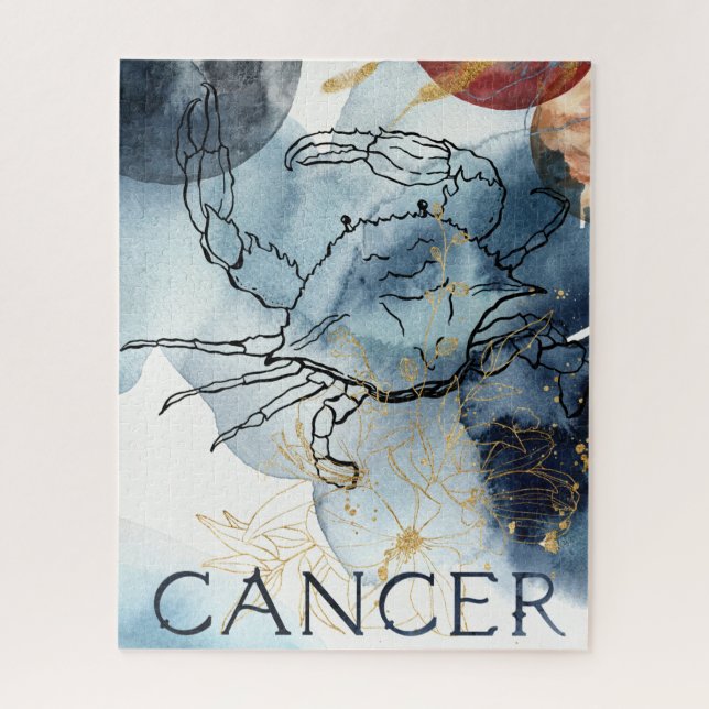 Cancer crab blue black zodiac astrology planets  jigsaw puzzle (Vertical)